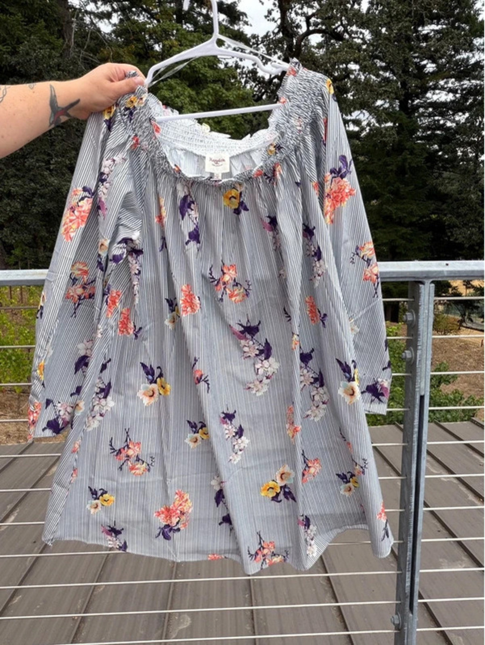 NWT Hayden boho long sleeve striped floral off shoulder dress size 1X